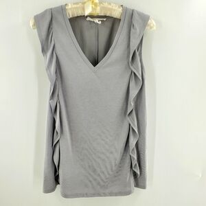 BCBGeneration sleeveless ruffled grey jersey top XS